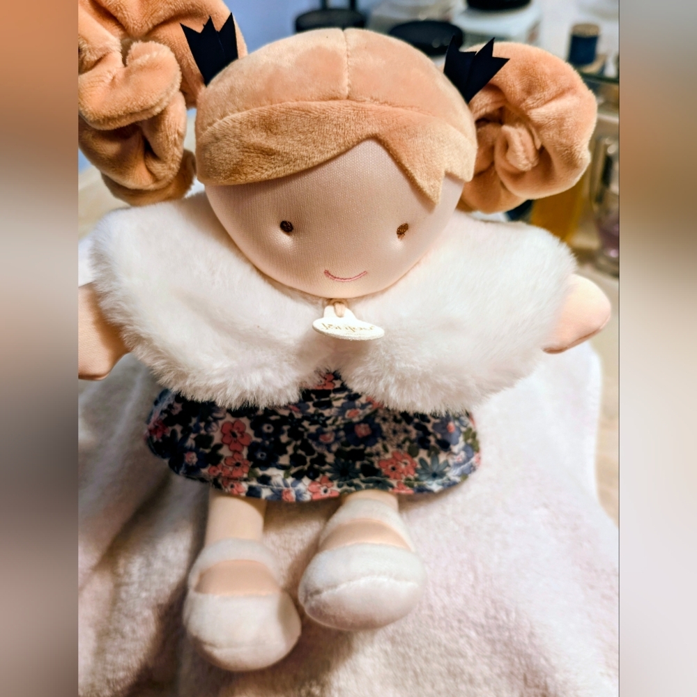 ​Jolijou Paris "Pretty Doll" Plush - Doudou et Compagnie - Blue Floral - Picture 2 of 10